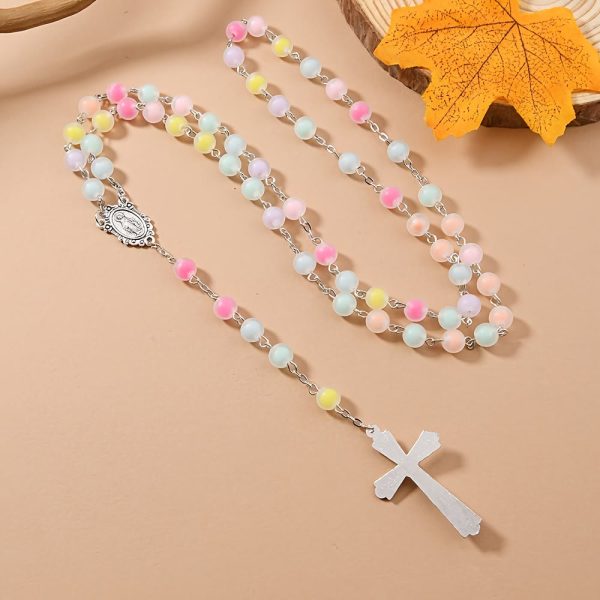 Christianartworkshop Frosted Colored Beads Miraculous Medal Crucifix Rosary