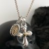 925 Sterling Silver Vintage Necklace with Mary & Cross Charms: Emblem of Faith and Devotion