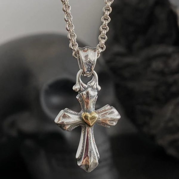 925 Sterling Silver Vintage Necklace with Mary & Cross Charms: Emblem of Faith and Devotion
