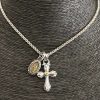 925 Sterling Silver Vintage Necklace with Mary & Cross Charms: Emblem of Faith and Devotion