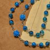 Christianartworkshop Royal Blue Stone Beads Rose of Miraculous Medal & Crucifix Prayer Rosary