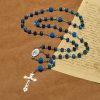 Christianartworkshop Royal Blue Stone Beads Rose of Miraculous Medal & Crucifix Prayer Rosary
