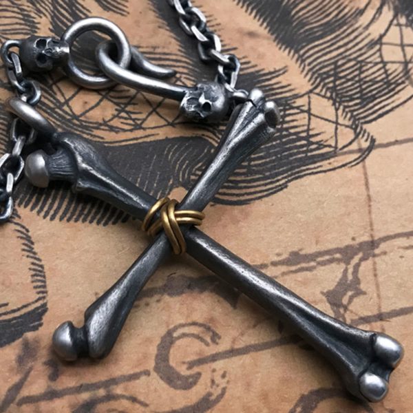 925 Sterling Silver Minimalist Cross - Bone Necklace: Religious Emblem of Modern Spirituality