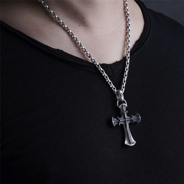 925 Sterling Silver Vintage Cross with Crown Necklace: A Timeless Token of Religious Devotion