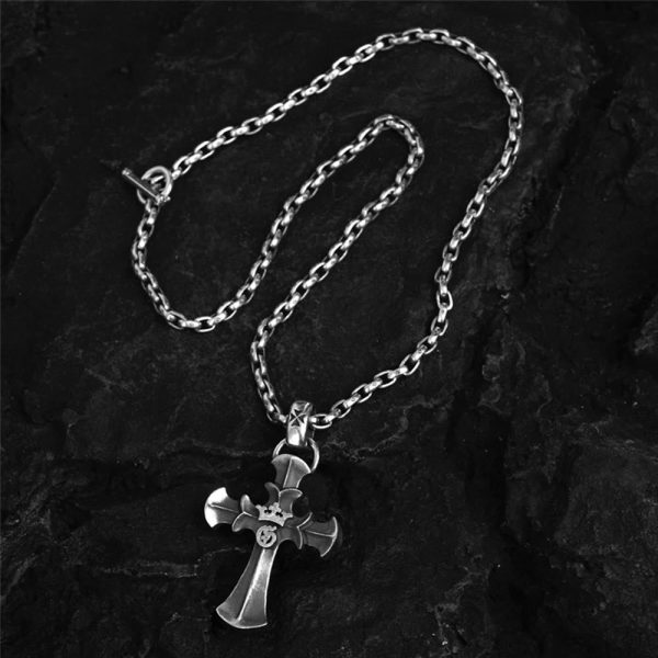 925 Sterling Silver Vintage Cross with Crown Necklace: A Timeless Token of Religious Devotion