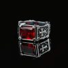 Christianartworkshop Red & Black Gemstone Cross - Embellished Couple Ring: A Symbol of Faith and Style
