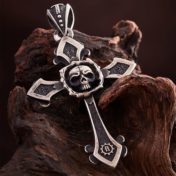 Vintage Holy Cross with Skull Necklace: A Profound Symbol of Faith's Darker Depths
