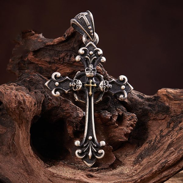 Vintage Holy Cross with Skull Necklace: A Profound Symbol of Faith's Darker Depths