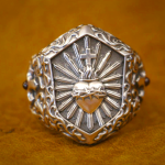 Vintage 925 Sterling Silver Thorned Heart Cross Ring: A Treasured Token of Spiritual Love