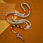 Miraculous Medal & Crucifix of 8mm Flower Ceramic Beads Handmade Rosary——Divine Protection Rosary
