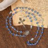 Christianartworkshop Handmade Crucifix Blue Crystal & Glass Our Lady Beads Divine Grace Rosary