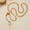 Christianartworkshop Pink Crystal Beads with Golden Alloy Chain Crucifix & Virgin Mary Prayer Rosary