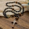 St. Benedict Medal & Crucifix of Black Wooden Round Beads Blessed Devotion Rosary