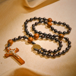 St. Benedict Medal & Crucifix of Black Wooden Round Beads Blessed Devotion Rosary