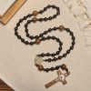 St. Benedict Medal & Crucifix of Black Wooden Round Beads Blessed Devotion Rosary