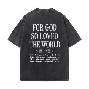 Christianartworkshop "For God So Loved the World" Unisex Washed T-Shirt
