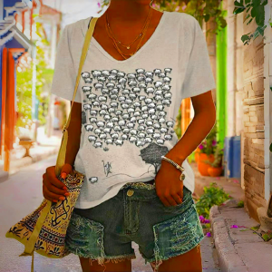 Christian Artworkshop Flock of Sheep V-Neck T-Shirt