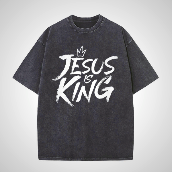 Jesus Is King Unisex Washed T-Shirt - Christian Artworkshop