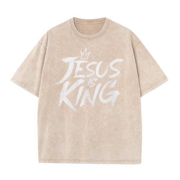 Christianartworkshop Jesus Is King Unisex Washed T-Shirt