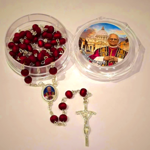 Pope Leo XIV Red Wood Beads Rosary Commemorating: A Spiritual Treasure