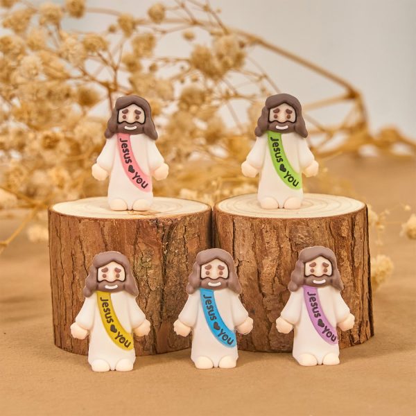 Christianartworkshop 5/10/20/30pcs Glow-in-the-dark Colorful Mini Jesus Figurine with Jesus Love you