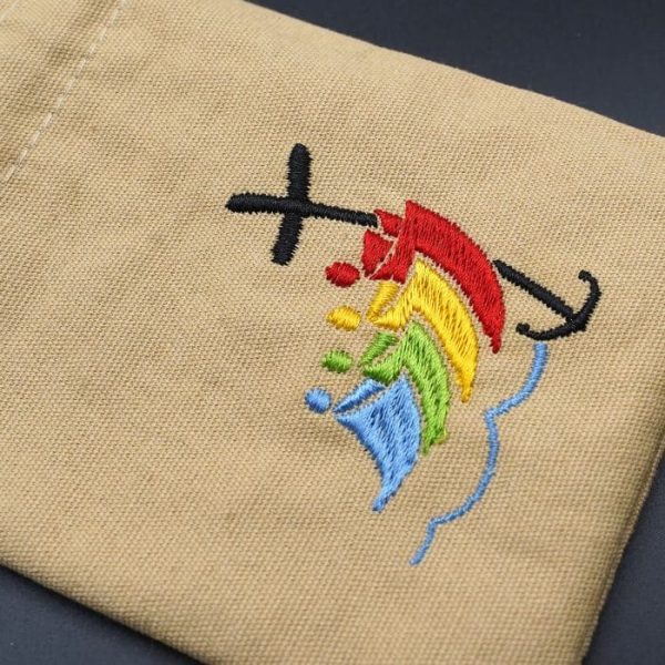 Jubilee Pilgrim Cotton Jewelry Pouches Storage Bag with Colorful Sailboat & Cross Embroidery: Divine Protection