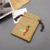 Jubilee Pilgrim Cotton Jewelry Pouches Storage Bag with Colorful Sailboat & Cross Embroidery: Divine Protection
