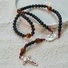 Handmade Original Rosary with 10mm Ebony Wooden Beads & Solid Paracord