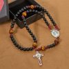 Handmade Original Rosary with 10mm Ebony Wooden Beads & Solid Paracord