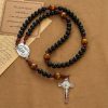 Handmade Original Rosary with 10mm Ebony Wooden Beads & Solid Paracord