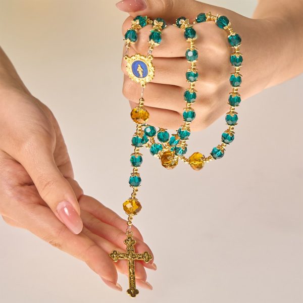 Christianartworkshop Handmade Peacock Blue Crystal Beads Rosary: A Divine Delight for Holy Prayer
