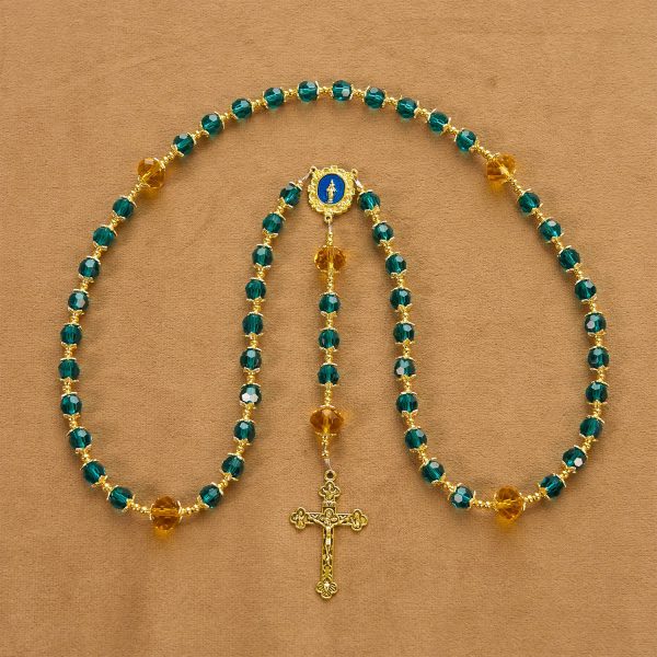 Christianartworkshop Handmade Peacock Blue Crystal Beads Rosary: A Divine Delight for Holy Prayer