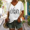 Christianartworkshop Women's Be The Light Faith Print V-Neck T-shirt