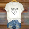 Christian Women's Blessed Love Cross V-Neck T-Shirt