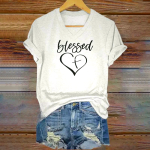 Christian Women's Blessed Love Cross V-Neck T-Shirt