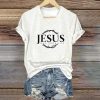 Christianartworkshop Women's Jesus Print Casual Print V-Neck T-shirt