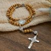 St. Benedict & Crucifix of 8mm Olive Wood Round Beads Rosary: Blessed Devotion in Every Bead