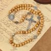 St. Benedict & Crucifix of 8mm Olive Wood Round Beads Rosary: Blessed Devotion in Every Bead