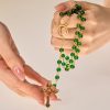 Christianartworkshop Vintage Green Glass Bead Rosary with Virgin Mary and Crucifix: Faith - Filled Heirloom
