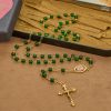 Christianartworkshop Vintage Green Glass Bead Rosary with Virgin Mary and Crucifix: Faith - Filled Heirloom