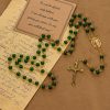 Christianartworkshop Vintage Green Glass Bead Rosary with Virgin Mary and Crucifix: Faith - Filled Heirloom