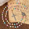 Multicolor Rose Beads with Virgin Mary Medal & Crucifix Rosary: Sacred Palette of Love