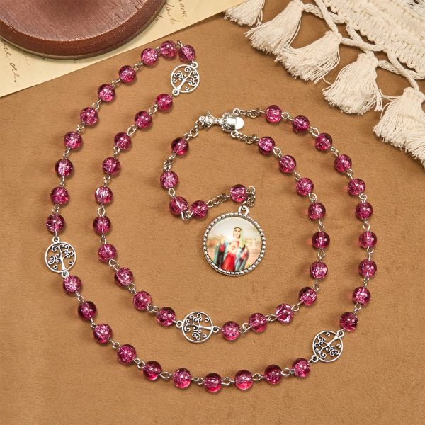 Pink Glass Rosary Adorned with Our Lady of Guadalupe: A Love - Filled Blessing