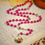 Pink Glass Rosary Adorned with Our Lady of Guadalupe: A Love - Filled Blessing
