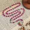 Pink Glass Rosary Adorned with Our Lady of Guadalupe: A Love - Filled Blessing