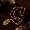 Christianartworkshop Virgin Mary & Crucifix of Wooden and Ceramics Beads Blessed Devotion Rosary