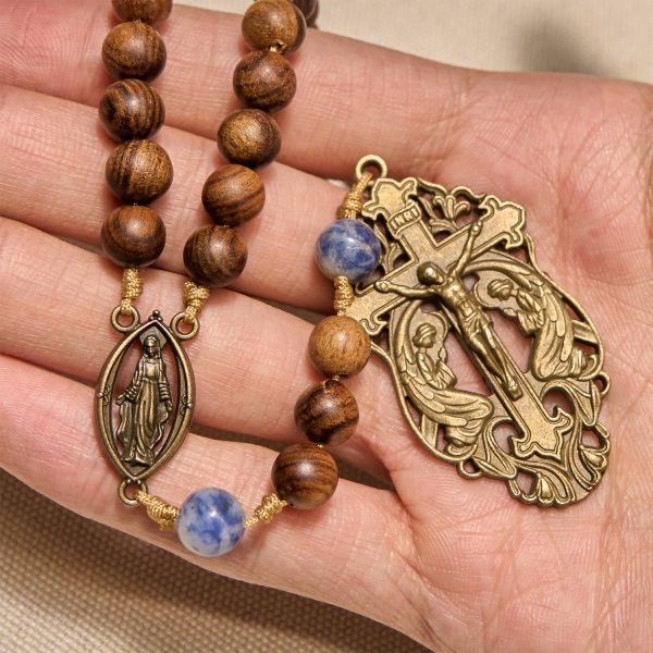 Christianartworkshop Virgin Mary & Crucifix of Wooden and Ceramics Beads Blessed Devotion Rosary