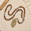 Christianartworkshop Virgin Mary & Crucifix of Wooden and Ceramics Beads Blessed Devotion Rosary