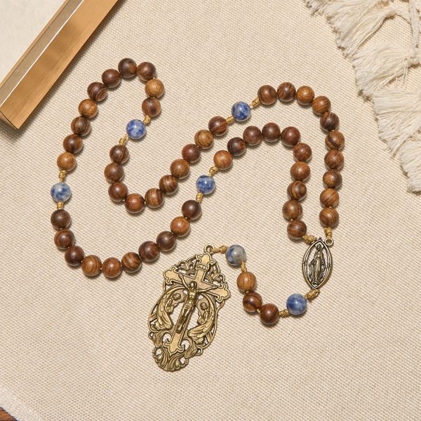Christianartworkshop Virgin Mary & Crucifix of Wooden and Ceramics Beads Blessed Devotion Rosary