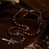 Wooden Beads Rosary & Necklace 2-in-1 with Ankh Cross: Adjustable Design, Endless Devotion